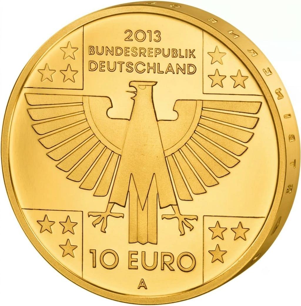 10 Euro Münze  - BRD - 150 Jahre Rotes Kreuz 2013 - 24 Karat vergoldet