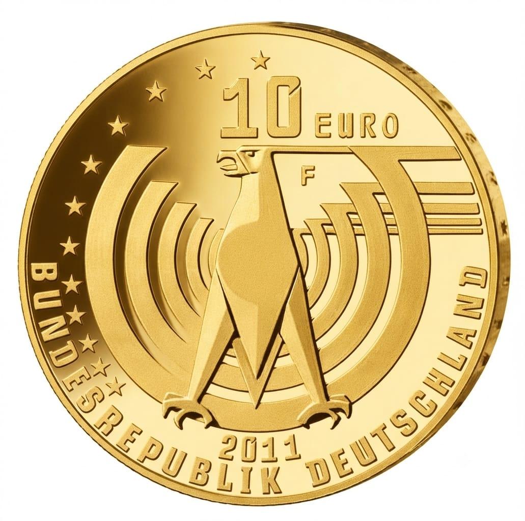 10 Euro Münze  - BRD - 125 Jahre Automobil 2011 - 24 Karat vergoldet