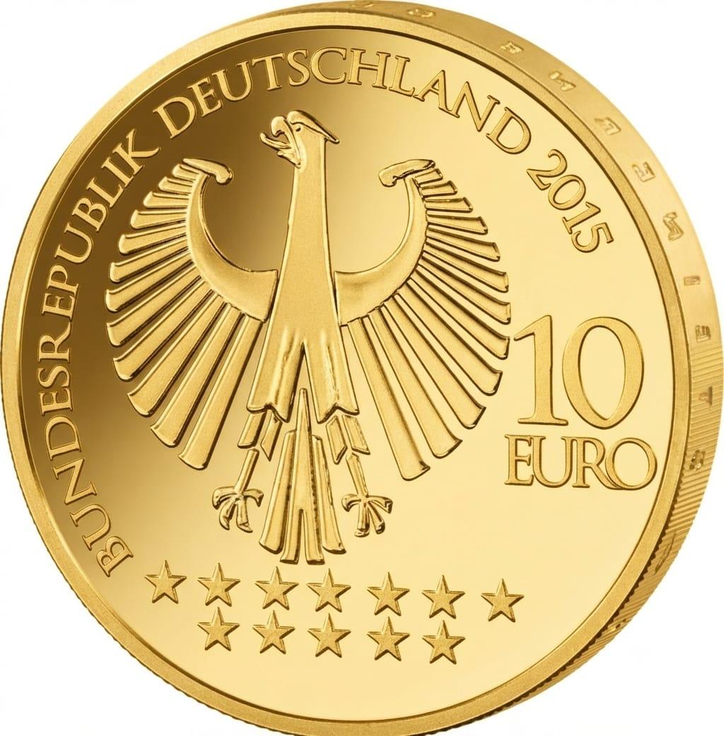 10 Euro Münze  - BRD - 200. Geburtstag Otto von Bismarck 2015 - 24 Karat vergoldet