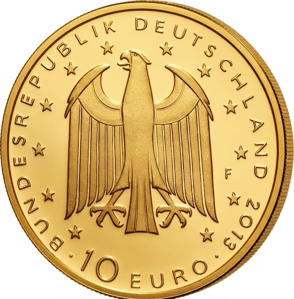 10 Euro Münze  - BRD - 200. Geburtstag Georg Büchner 2013  - 24 Karat vergoldet