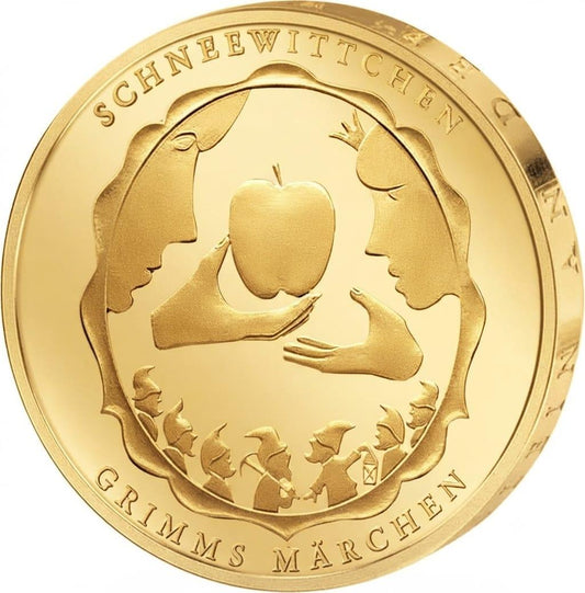 10 Euro Münze  - BRD - 200 Jahre Grimms Schneewittchen 2013 - 24 Karat vergoldet