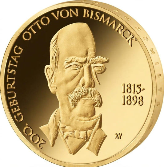 10 Euro Münze  - BRD - 200. Geburtstag Otto von Bismarck 2015 - 24 Karat vergoldet