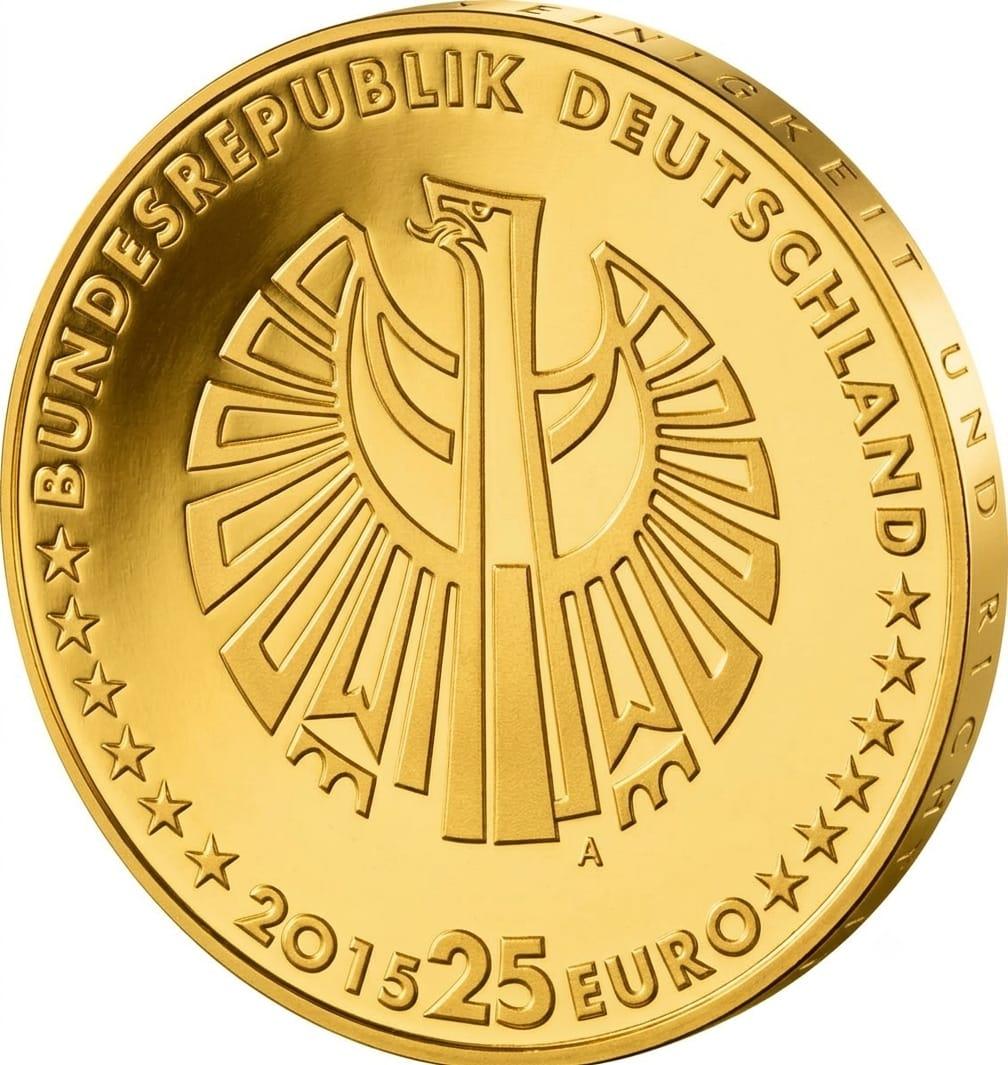 25 Euro Silbermünze - BRD - 25 Jahre Deutsche Einheit 2015 - vergoldet