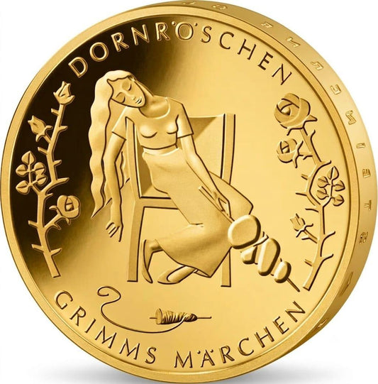 10 Euro Münze  - BRD - 200. Dornröschen 2015 - 24 Karat vergoldet