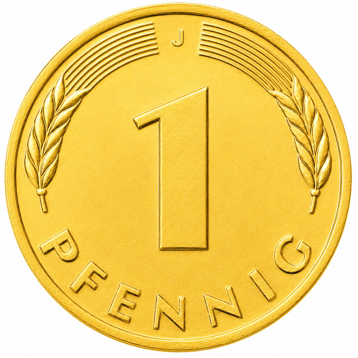 100 x 1 GOLD PFENNIG - DM - MARK - 24 KARAT VERGOLDET