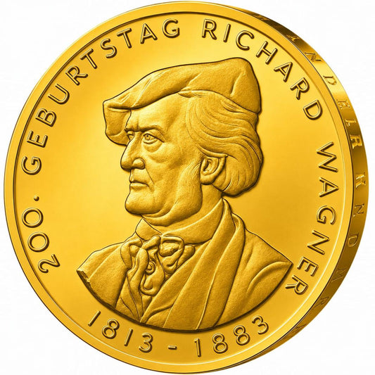 10 Euro Münze  - BRD - 200. Geburtstag Richard Wagner 2013 - 24 Karat vergoldet