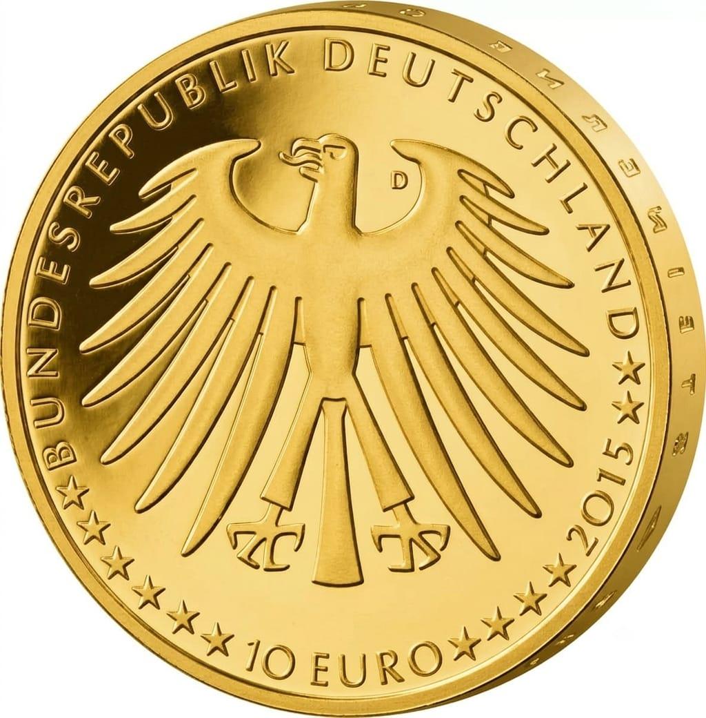 10 Euro Münze  - BRD - 200. Dornröschen 2015 - 24 Karat vergoldet