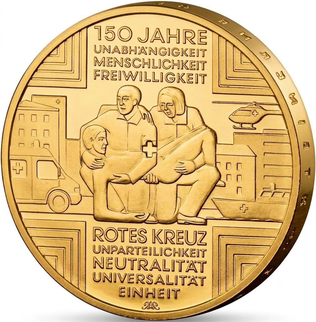 10 Euro Münze  - BRD - 150 Jahre Rotes Kreuz 2013 - 24 Karat vergoldet