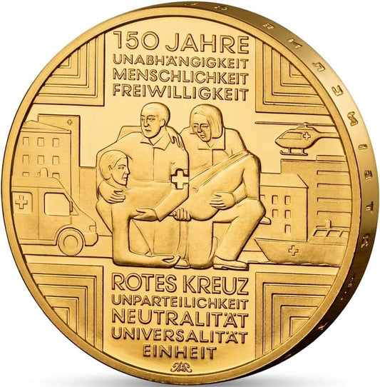 10 Euro Münze  - BRD - 150 Jahre Rotes Kreuz 2013 - 24 Karat vergoldet