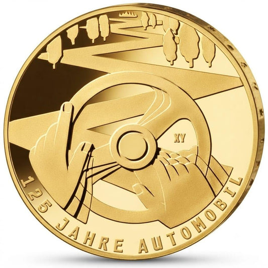 10 Euro Münze  - BRD - 125 Jahre Automobil 2011 - 24 Karat vergoldet