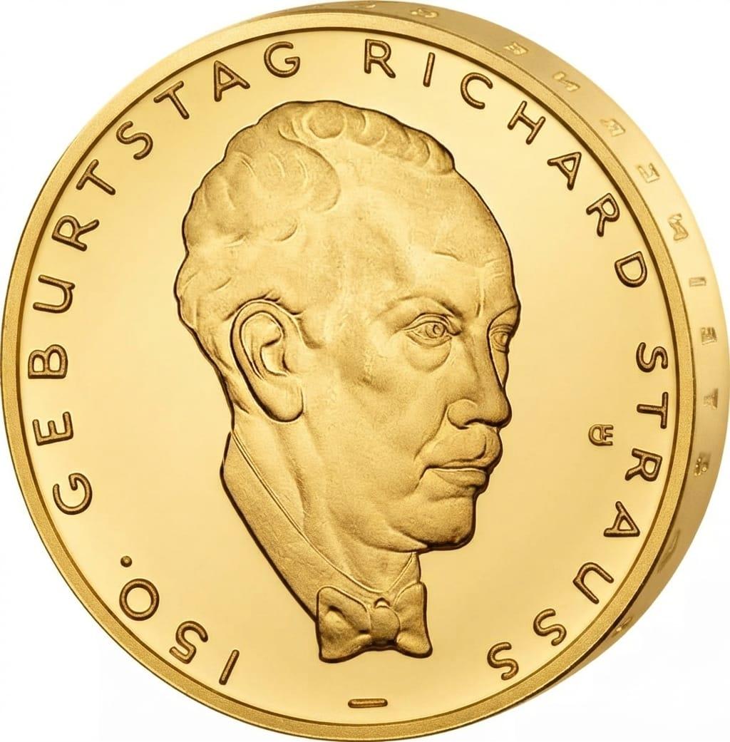 10 Euro Münze  - BRD - 150. Geburtstag von Richard Strauss 2014 - 24 Karat vergoldet