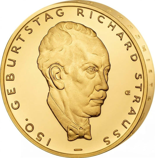10 Euro Münze  - BRD - 150. Geburtstag von Richard Strauss 2014 - 24 Karat vergoldet