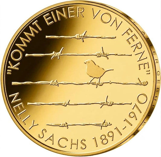 20 Euro Silbermünze - BRD - 125. Geburtstag Nelly Sachs 2016 - 24 Karat vergoldet